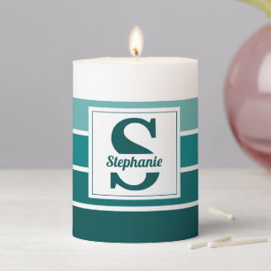 Personalized Name Striped Pattern Custom Gift Pillar Candle