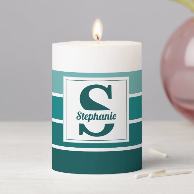 Personalized Name Striped Pattern Custom Gift  Pillar Candle (In Situ)