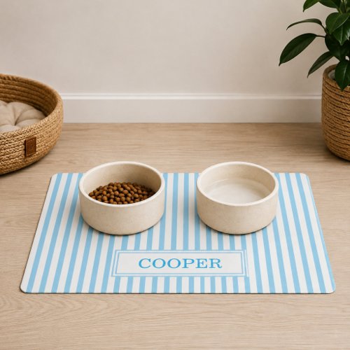 Personalized Name Striped Pet Food Custom Dog Cat Placemat