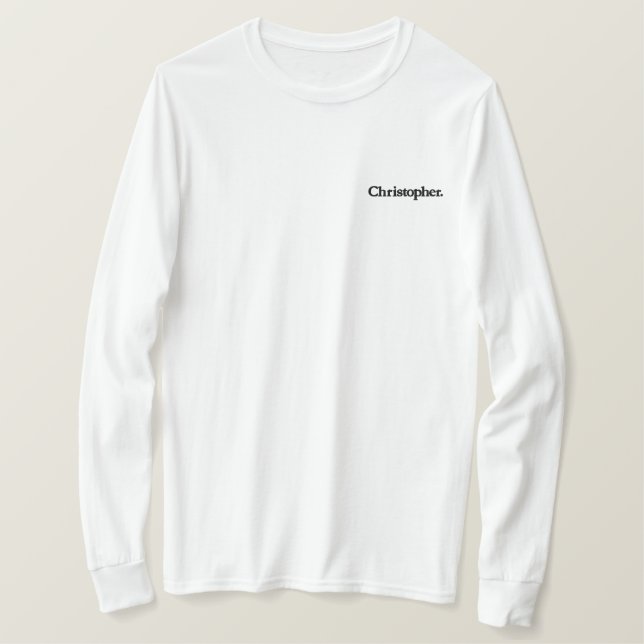 Personalized Name Style Men’s Classic Embroidered Long Sleeve T-Shirt (Design Front)