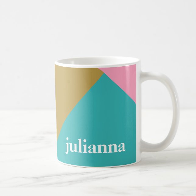Personalized Name Stylish Colorful Geometric Chic Coffee Mug (Right)