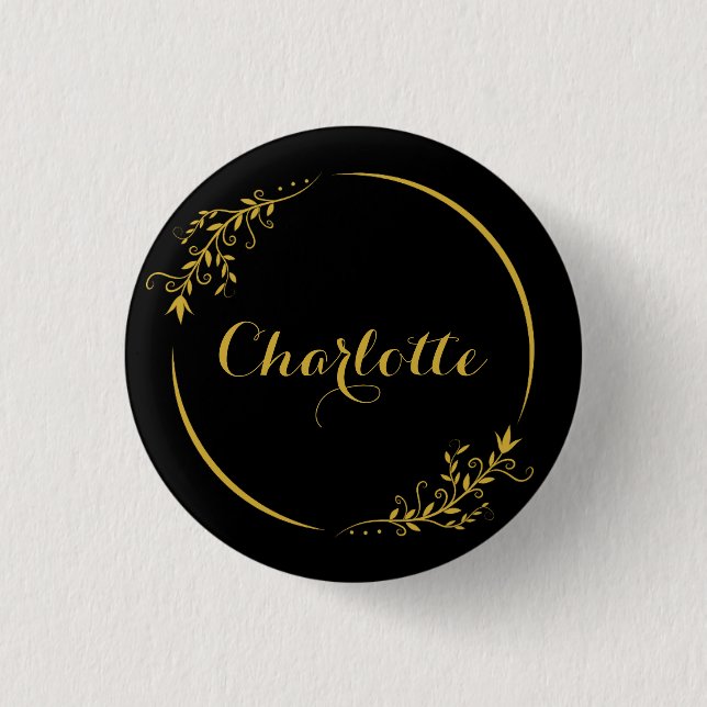 Personalized Name Stylish Frame Decorative Button (Front)