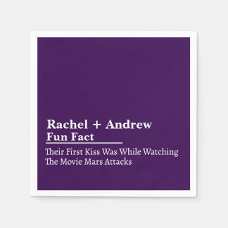 Personalized Name Stylish Fun Fact Wedding Napkins