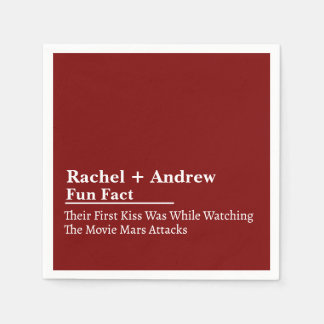 Personalized Name Stylish Fun Fact Wedding Napkins