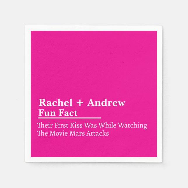 Personalized Name Stylish Fun Fact Wedding Napkins (Front)