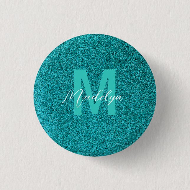 Personalized Name Stylish Glitter green Button (Front)