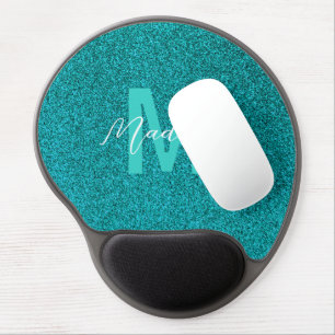 Personalized Name Stylish Glitter green Gel Mouse Pad