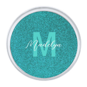 Personalized Name Stylish Glitter green Silver Finish Lapel Pin