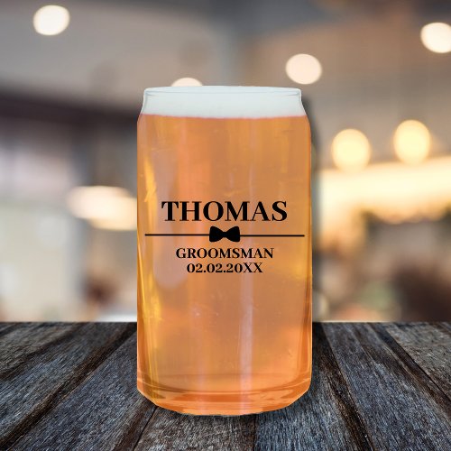  Personalized Name Stylish Groomsman Proposal Beer Can Glass
