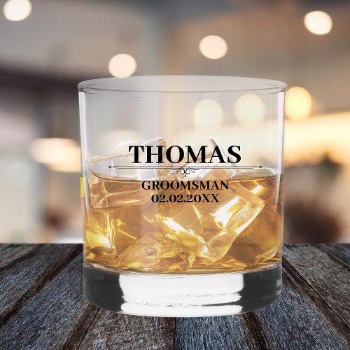  Personalized Name Stylish Groomsman Proposal  Whiskey Glass