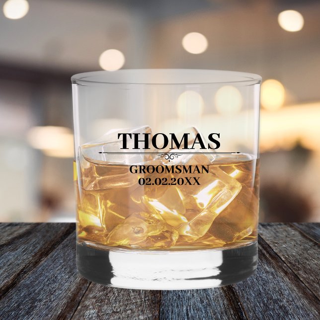  Personalized Name Stylish Groomsman Proposal  Whiskey Glass (groomsman gift whiskey glass personalized name groomsmen proposal)