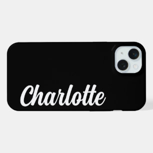 Personalized Name Stylish Modern Minimal Black iPhone 15 Plus Case
