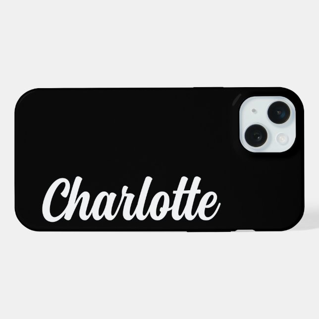 Personalized Name Stylish Modern Minimal Black  iPhone Case (Back Horizontal)