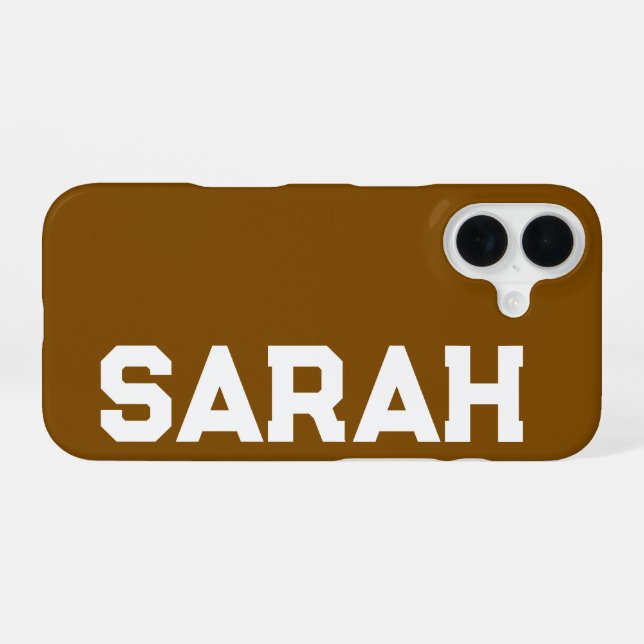 Personalized Name Stylish Modern Minimal Brown iPhone Case (Back Horizontal)