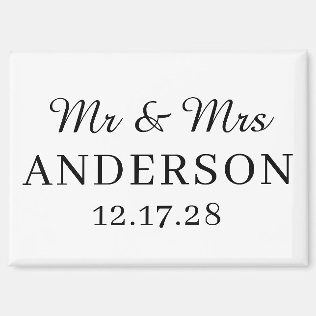Personalized Name Stylish Modern Minimal Wedding  Magnet (Front)
