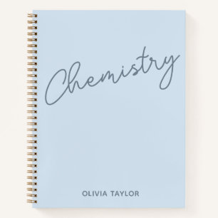 Personalized Name Subject Soft Blue Chemistry Notebook