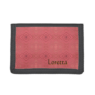 Personalized Name Subtle Diamond Pattern Pink Trifold Wallet