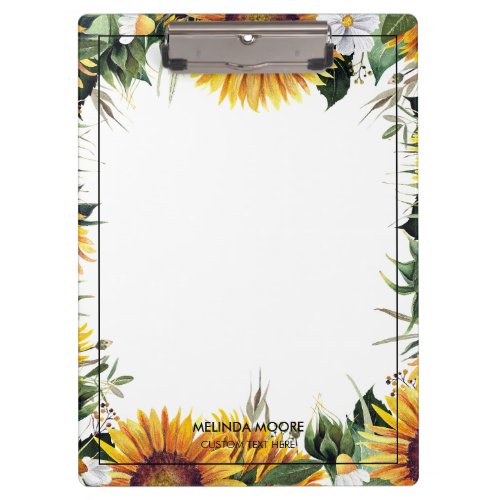 Personalized Name Sunflowers Clipboard