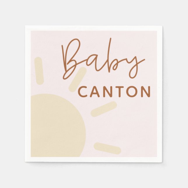 Personalized Name Sunshine Boho Baby Shower Napkins (Front)
