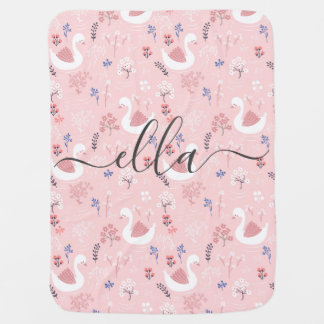 Personalized Name Swan Baby Blanket