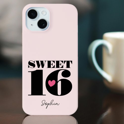Personalized Name Sweet 16 Birthday Retro Pink iPhone 15 Case