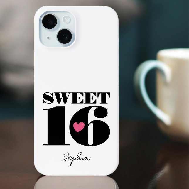 Personalized Name Sweet 16 Birthday Retro White Case-Mate iPhone Case (Creator Uploaded)