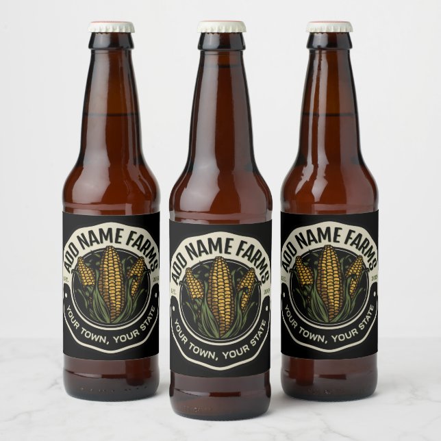 Personalized NAME Sweet Corn Garden Farm Farmer  Beer Bottle Label (Bottles)
