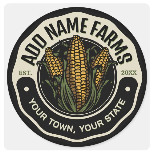 Personalized NAME Sweet Corn Garden Farm Farmer Classic Round Sticker