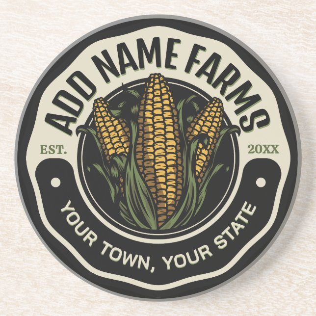 Personalized NAME Sweet Corn Garden Farm Farmer Coaster (Front)