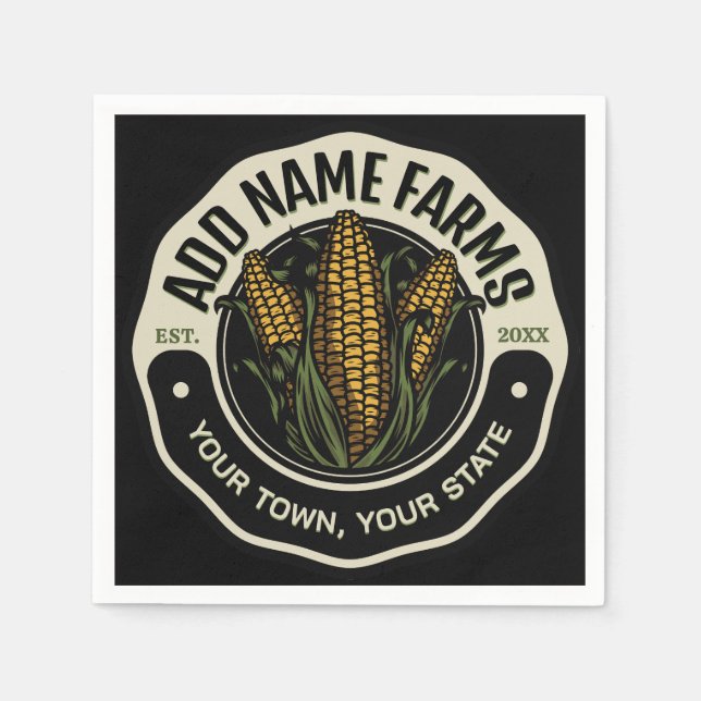 Personalized NAME Sweet Corn Garden Farm Farmer  Napkins (Front)