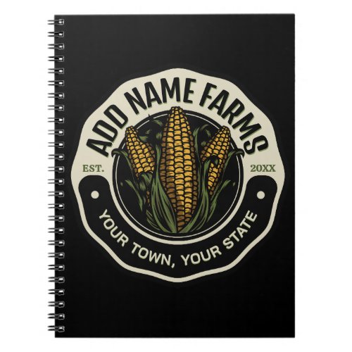 Personalized NAME Sweet Corn Garden Farm Farmer Notebook