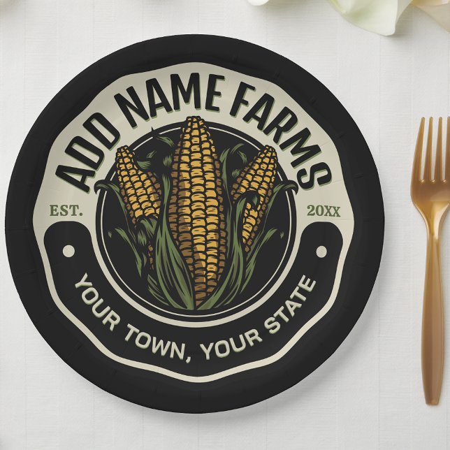 Personalized NAME Sweet Corn Garden Farm Farmer  Paper Plates (Creator Uploaded)