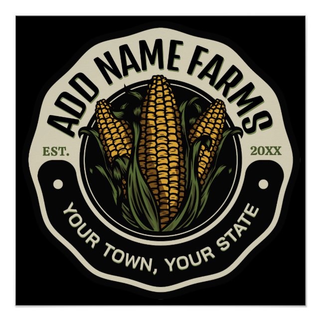Personalized NAME Sweet Corn Garden Farm Farmer Poster (Front)
