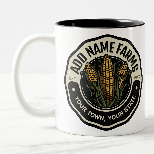 Personalized NAME Sweet Corn Garden Farm Farmer  Two-Tone Coffee Mug (Creator Uploaded)