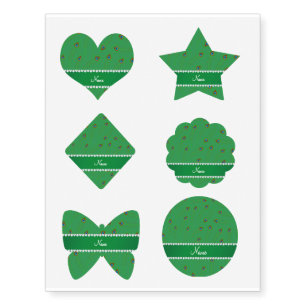 Personalized name swirly green peacock feathers temporary tattoos