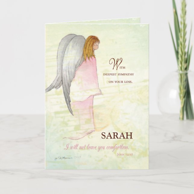 Personalized Name, Sympathy Angel, Christian Reli Card (Front)