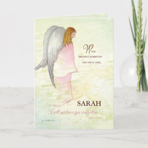 Personalized Name, Sympathy Angel, Christian Reli Card
