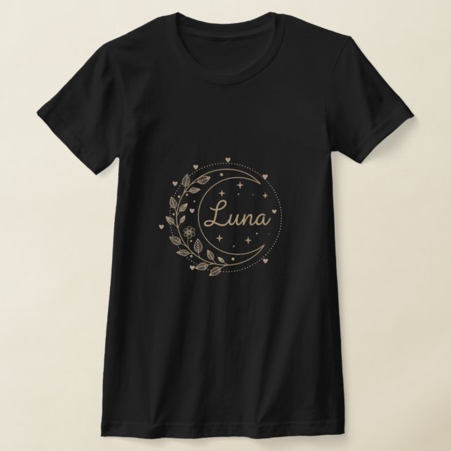 Personalized Name T-shirt - Elegant Luna Moon (Laydown)
