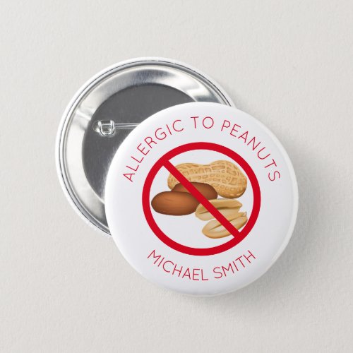 Personalized Name Tag Peanut Allergy Button