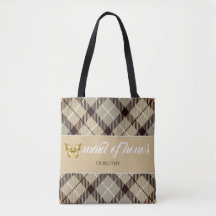 Personalized Name Tartan Maid Of Honor Bridesmaid