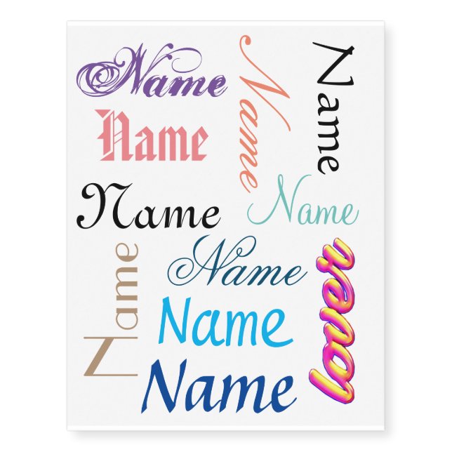 Personalized name tattoos by temporarytat (Front)