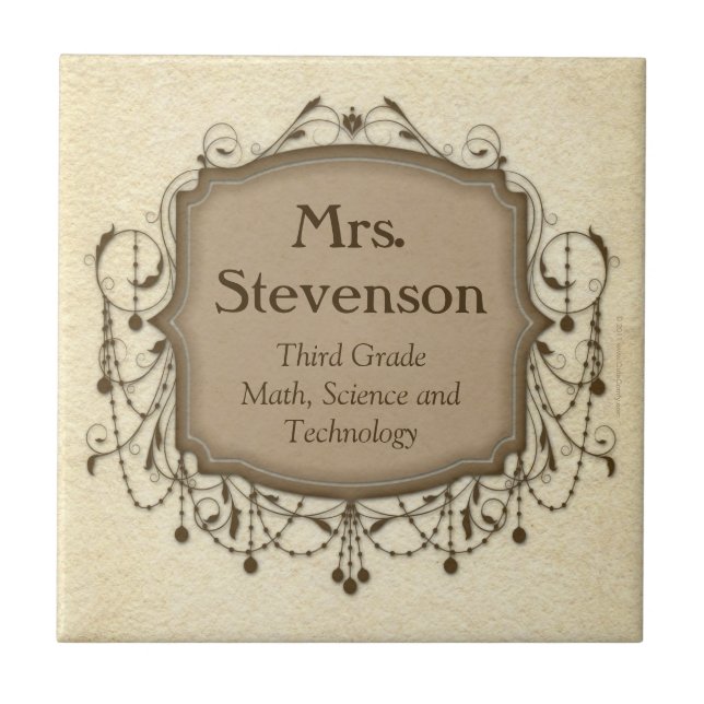 Personalized Name Teacher Classroom Sign Plaque Tile (Front)