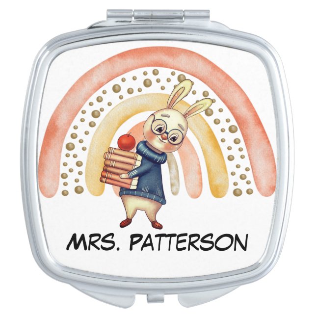 Personalized Name Teacher Gift Compact Mirror Cute (Front)
