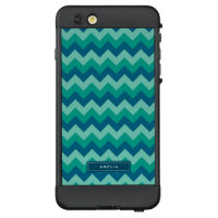 Personalized Name Teal and Blue Chevron LifeProof NÜÜD iPhone 6 Plus Case