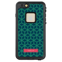Personalized Name Teal Geometric Pattern LifeProof FRĒ iPhone 6/6s Plus Case