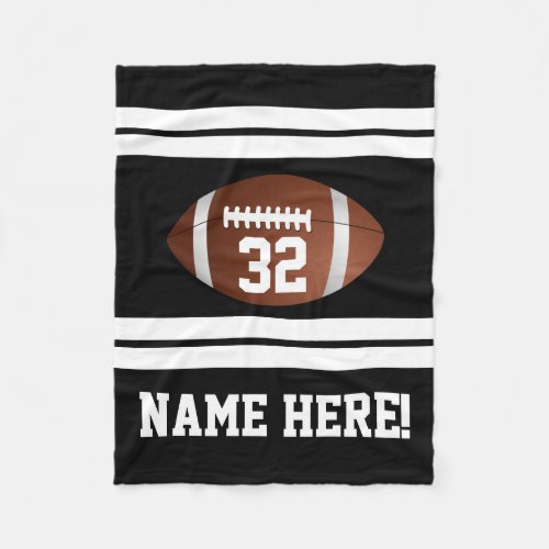 Personalized Name Team Colors Black Football Fleece Blanket