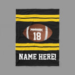 Personalized Name Team Colors Black/Gold Football Fleece Blanket