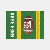 Personalized Name Team Colors Green/Gold Football Fleece Blanket (Front (Horizontal))