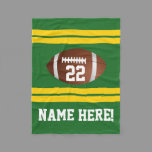 Personalized Name Team Colors Green/Gold Football Fleece Blanket