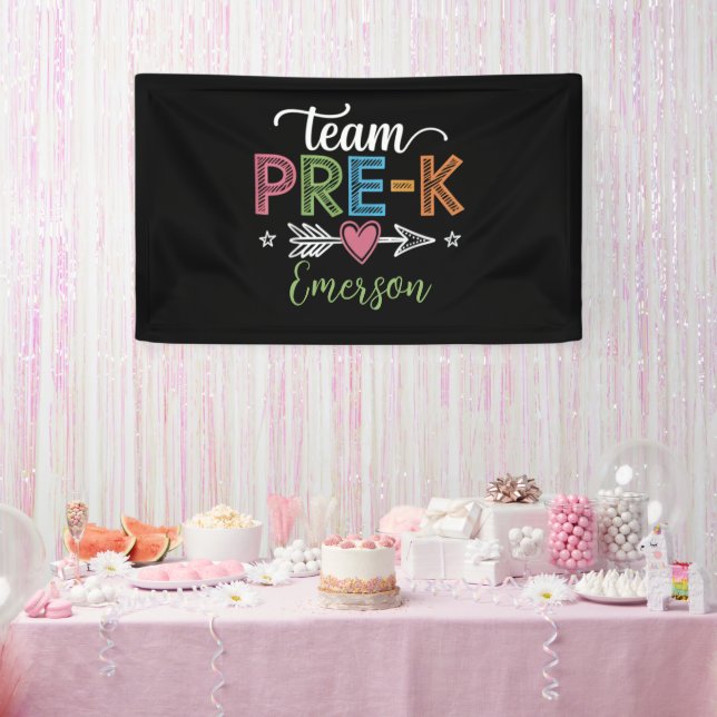 Personalized Name Team Pre-K PreSchool Teacher  Banner (Party)